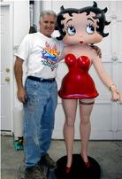 Betty Boop is all finished & looking good & Gary has to stand on a milk box because she is so tall.