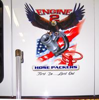 Gary's ART has a lot of depth & action as the eagle lands on the nozzel with the American Flag's apparent motion.