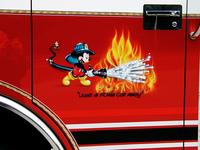 AIRBRUSHED "Just a foam call away"  describe this pumper uses foam chemicals, not water!