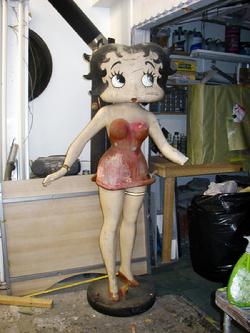 This is the way Betty Boop was found & then brought to Gary's shop to be repaired.
