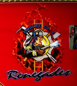 DETAIL- North Merrick Fire Dept.  Engine 2 "Renegades"  Logo/Patch
