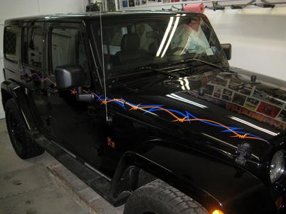 Barbed Wire Jeep Front Painted By Gary The Local Brush