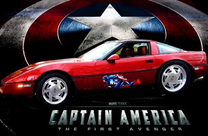 CAPTAIN AMERICA AIRBRUSHED on the side of a Corvette