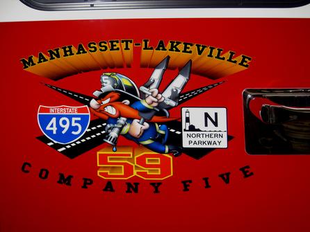 DETAIL- Logo.. The Manhasset-Lakeville Fire Dept. is located at the crossroads of Long Island's  two major highways.  I-495 The Long Island Expressway & The Northern State Parkway.