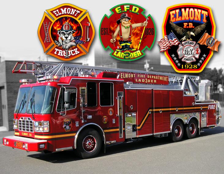 GARY'S very first AIRBRUSH job for the Elmont Department in 2009.  Notice that there are 3 different patches on this truck.