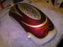 Fine Line Red & Beige Pinstriping outlines art work on Custom made Bike Rear Fender