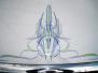 Ford Hood Detail with Greens Blues & Grey Pinstriping